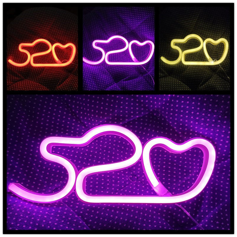Amazon cross-border explosion of LED neon lights with lightning love shape lights Christmas bar decoration lights