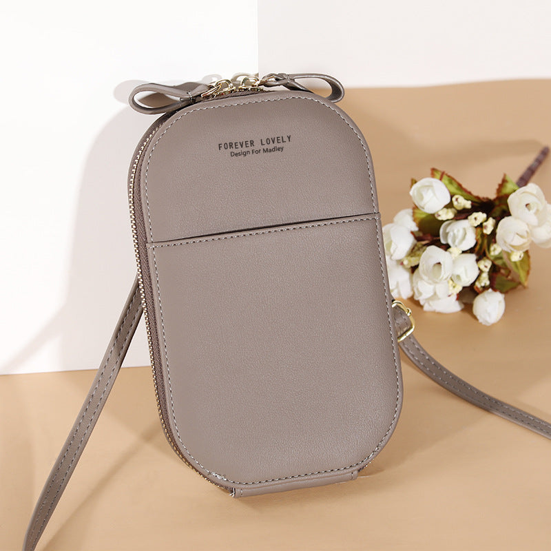 Solid color zipper crossbody shoulder bag forever young multifunctional mobile wallet(20x13x3cm)