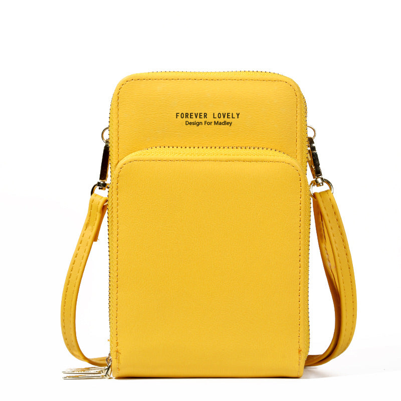 Large-capacity diagonal bag solid color multi-function mobile phone bag female messenger wallet