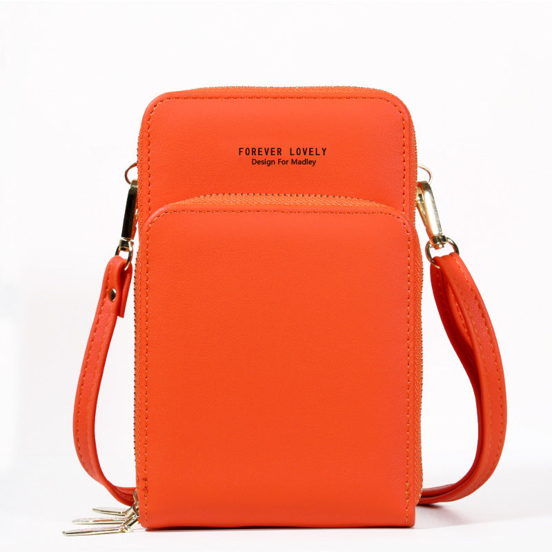 Large-capacity diagonal bag solid color multi-function mobile phone bag female messenger wallet