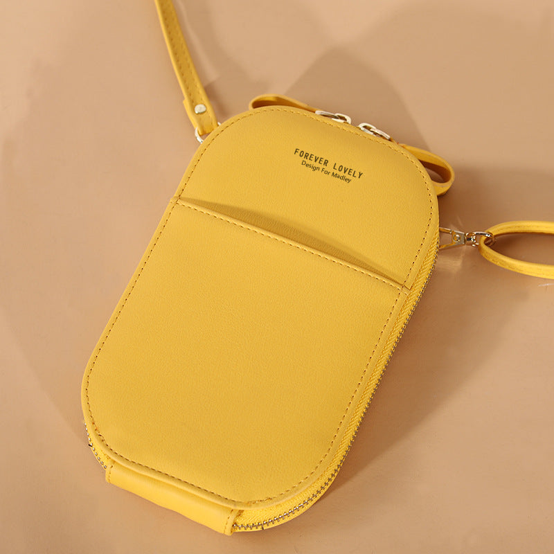 Solid color zipper crossbody shoulder bag forever young multifunctional mobile wallet(20x13x3cm)