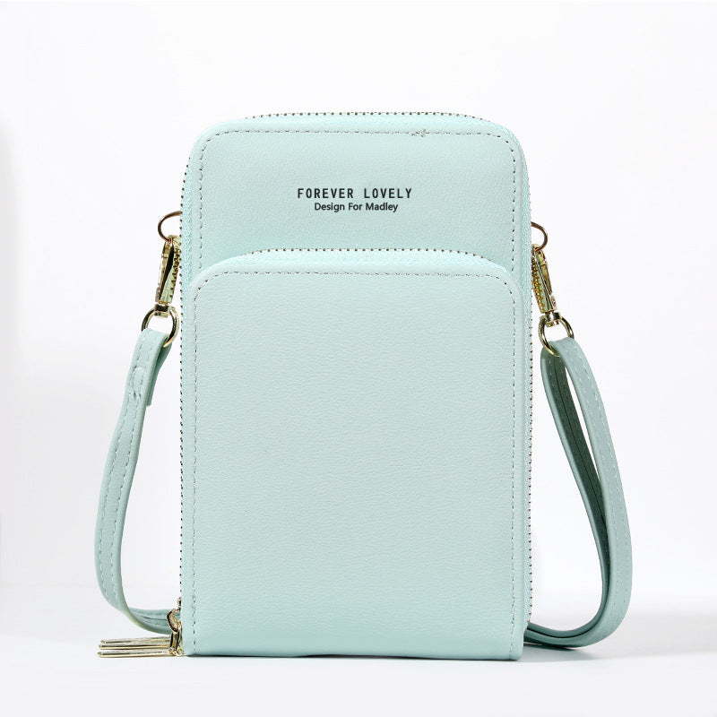 Large-capacity diagonal bag solid color multi-function mobile phone bag female messenger wallet