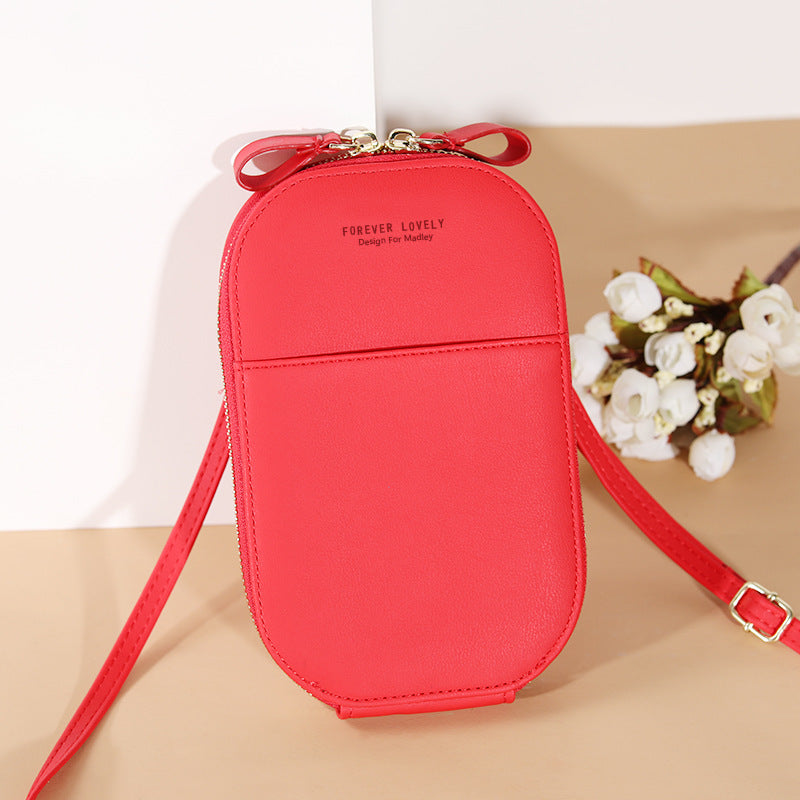 Solid color zipper crossbody shoulder bag forever young multifunctional mobile wallet(20x13x3cm)