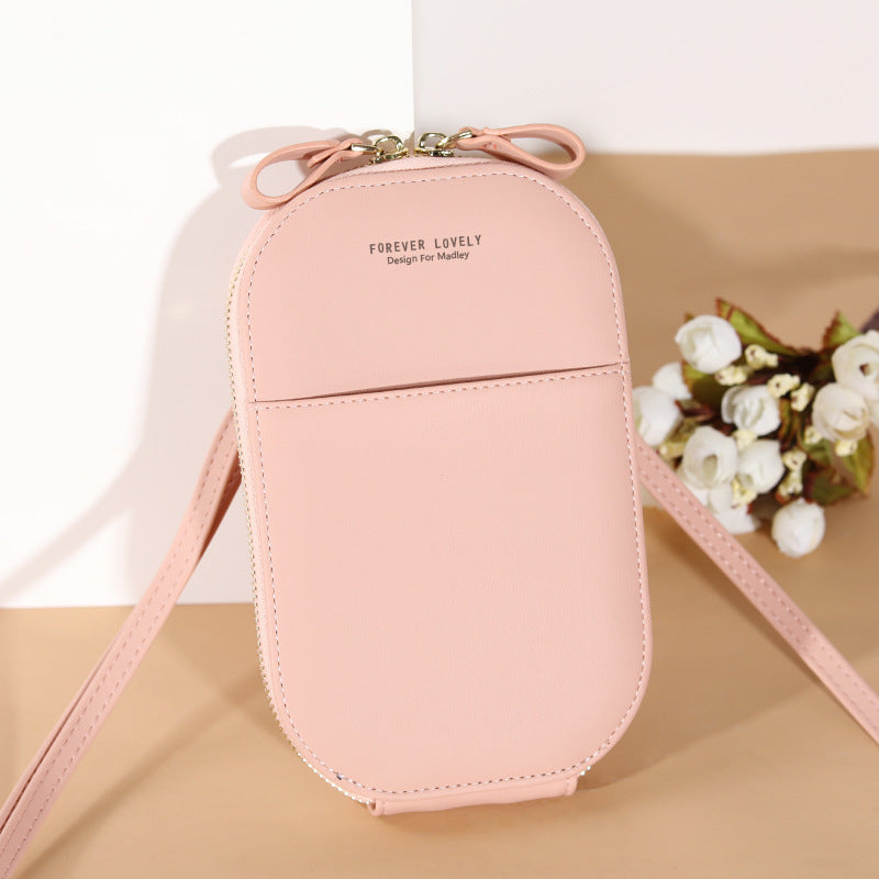 Solid color zipper crossbody shoulder bag forever young multifunctional mobile wallet(20x13x3cm)