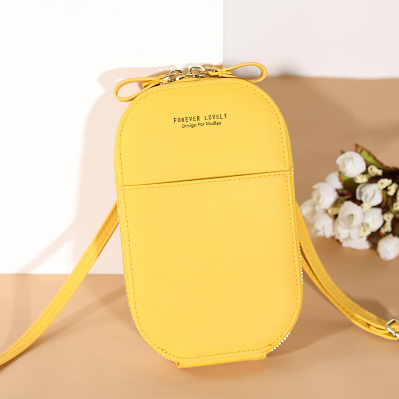 Solid color zipper crossbody shoulder bag forever young multifunctional mobile wallet(20x13x3cm)