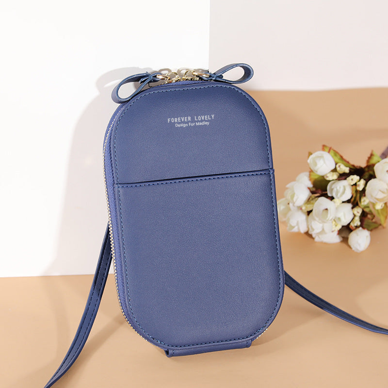 Solid color zipper crossbody shoulder bag forever young multifunctional mobile wallet(20x13x3cm)