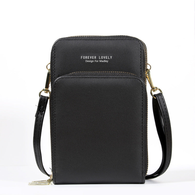Large-capacity diagonal bag solid color multi-function mobile phone bag female messenger wallet
