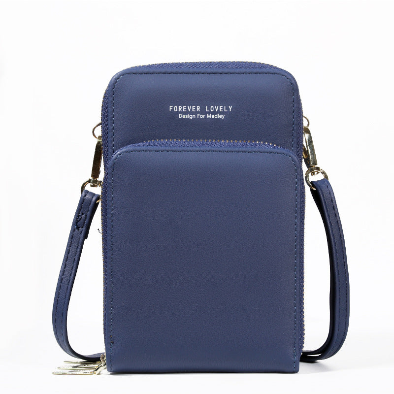 Large-capacity diagonal bag solid color multi-function mobile phone bag female messenger wallet