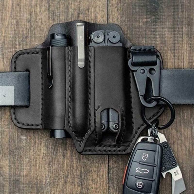 Outdoor EDC Tool Holster Wild Survival Waist Kit Leather Flashlight Set Scabbard Scissors Sabre Set