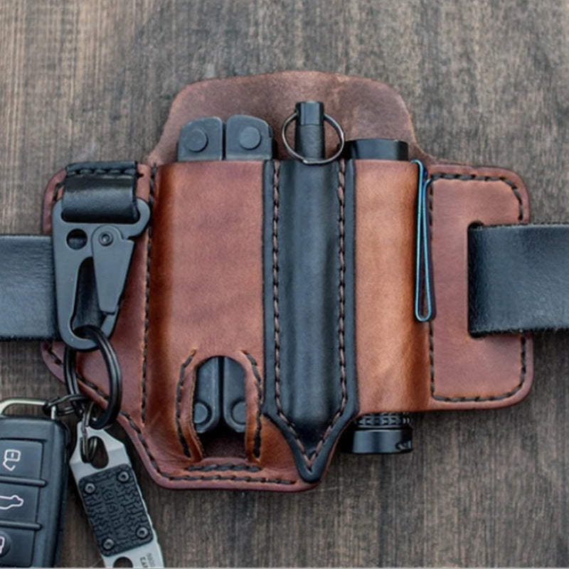 Outdoor EDC Tool Holster Wild Survival Waist Kit Leather Flashlight Set Scabbard Scissors Sabre Set