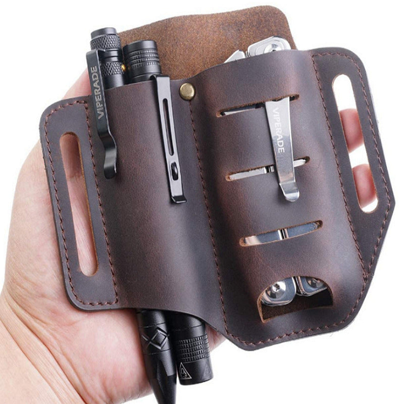 Outdoor EDC Tool Holster Wild Survival Waist Kit Leather Flashlight Set Scabbard Scissors Sabre Set