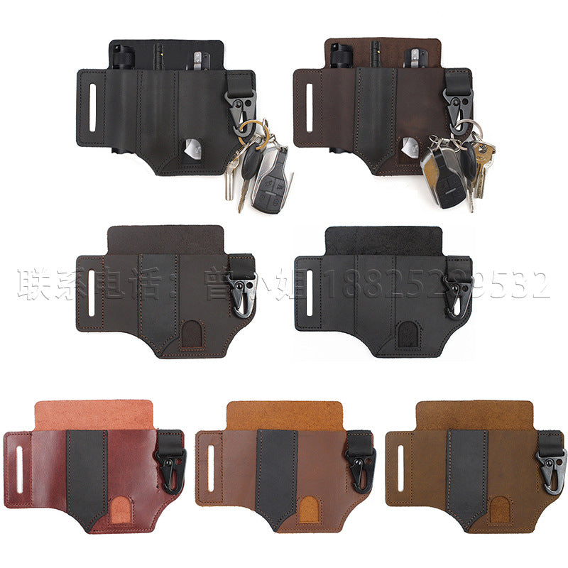 Outdoor EDC Tool Holster Wild Survival Waist Kit Leather Flashlight Set Scabbard Scissors Sabre Set