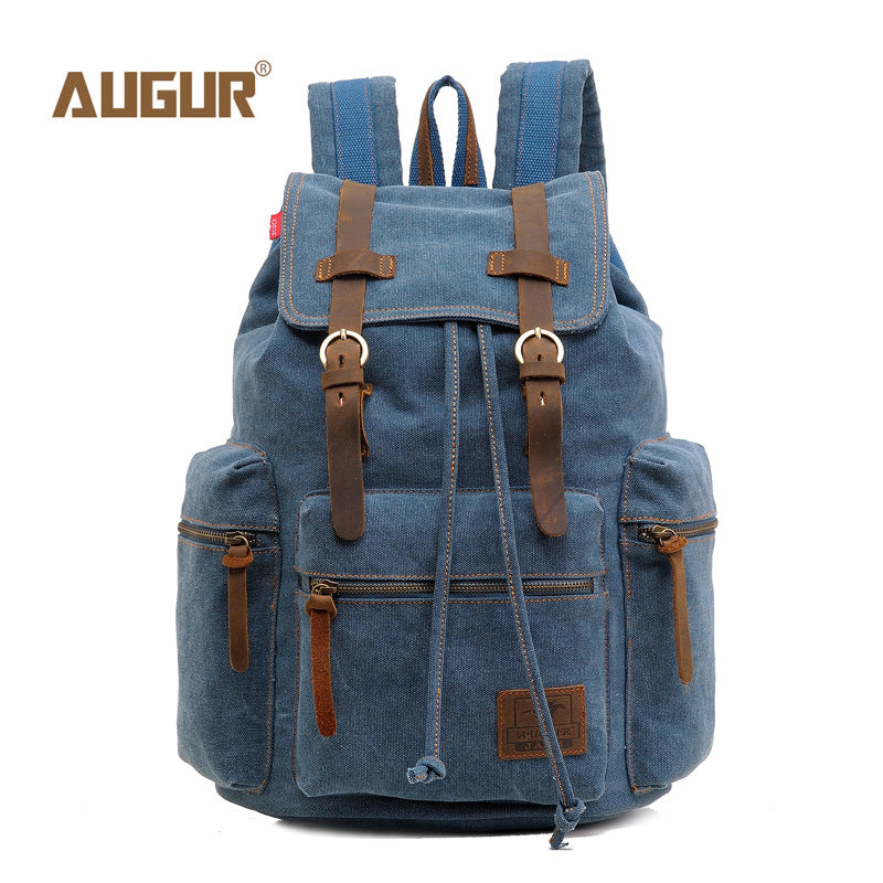 AUGUR/ Aoge canvas bag retro men's bag backpack computer bag student bag schoolbag European and American cross-border supply