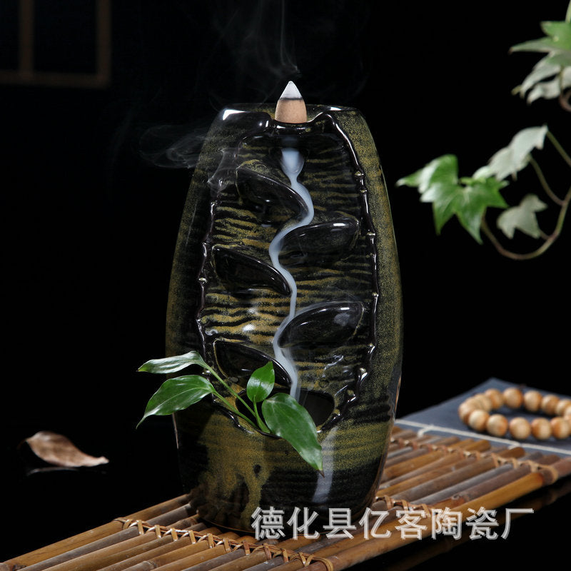 Left and right source blue retro back incense burner new agarwood sandalwood Zen tea ceremony home incense burner creative ornaments