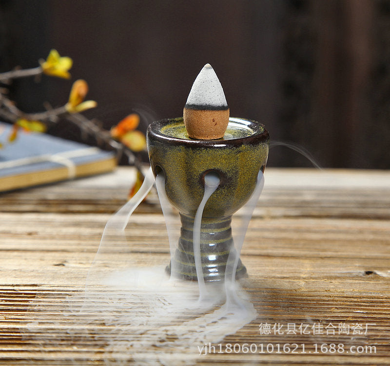 Ceramic incense burner ceramic lotus small pillar backflow incense burner spot can be mixed batch