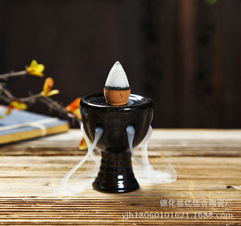 Ceramic incense burner ceramic lotus small pillar backflow incense burner spot can be mixed batch