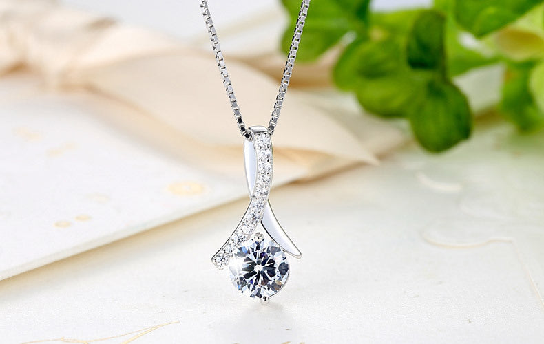 Zhenrong silver-plated zircon micro-inlaid Korean version of wild clavicle chain necklace Korea simple pendant female jewelry wholesale