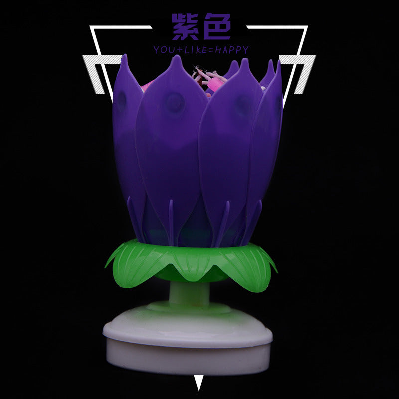 lotus music birthday candle flower double-layer rotary lotus candle birthday cake candle