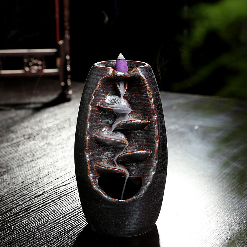 Left and right source blue retro back incense burner new agarwood sandalwood Zen tea ceremony home incense burner creative ornaments
