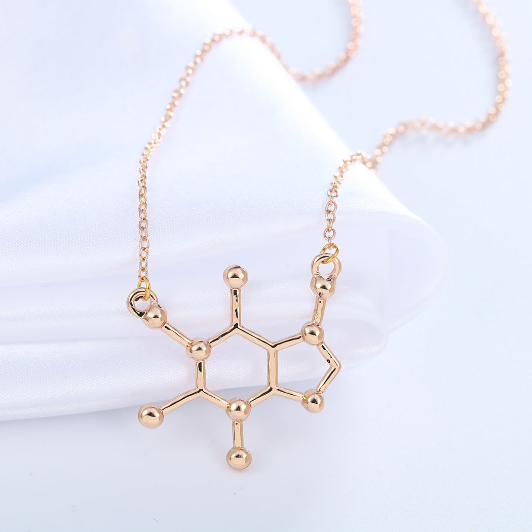Qiming Hollow Hexagon Polygon Pendant Necklace Foreign Trade Hot Sale Alloy Jewelry One Generation