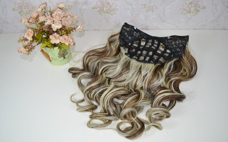 U-shaped half headgear wig female mid-length large wave pear flower roll midpoint realistic natural fluffy long curly hair headgear