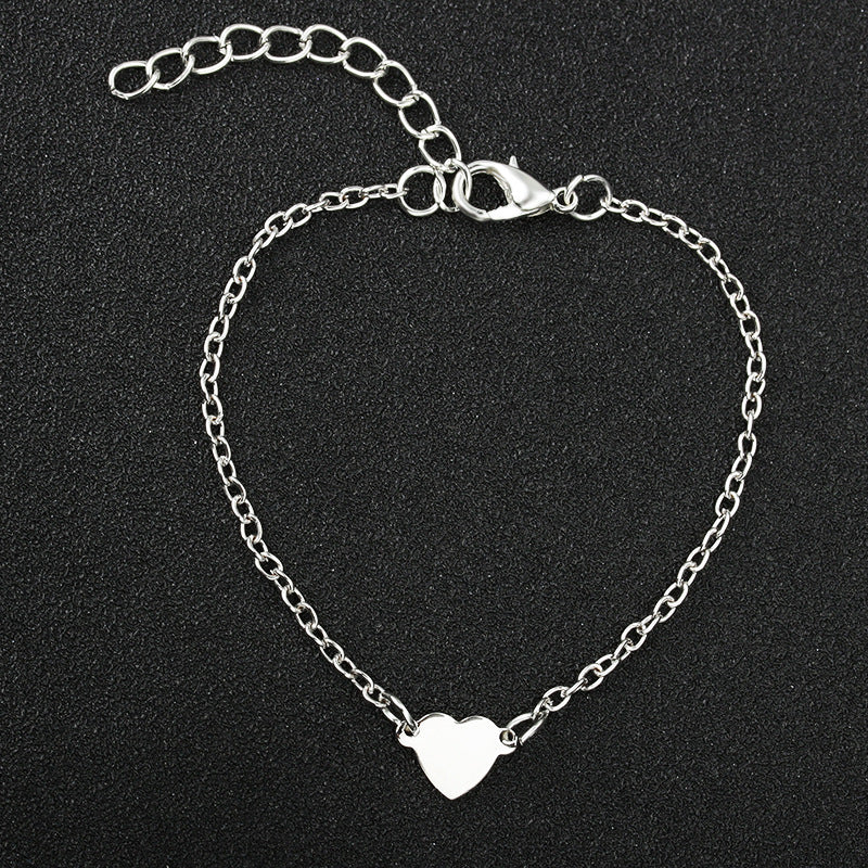Simple and sexy heart-shaped love heart peach heart bracelet European and American foreign trade cross-border bracelet wholesale Wholesale handmade jewelry