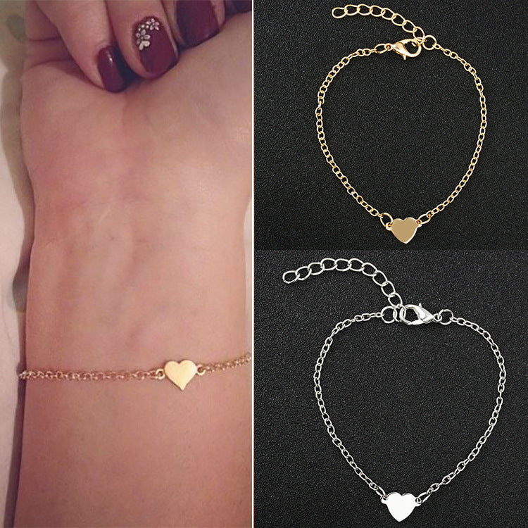 Simple and sexy heart-shaped love heart peach heart bracelet European and American foreign trade cross-border bracelet wholesale Wholesale handmade jewelry