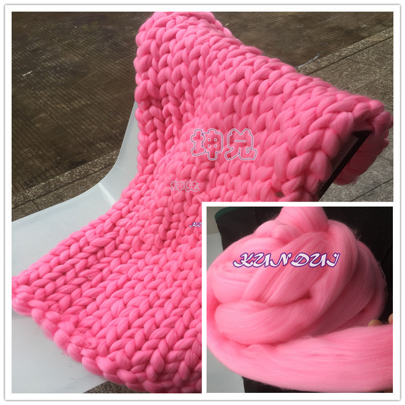 Handmade Chunky Knitted Blanket Thick Yarn Merino Wool Bulky Knitted Blanket Warm Winter Sofa Bed Home Decor Throws Blankets