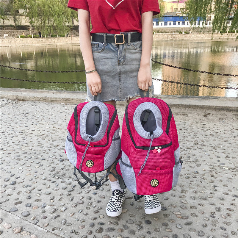 Pet backpack dog shoulder bag chest bag out portable travel breathable dog bag pet supplies backpack