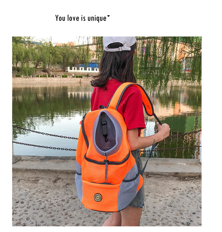 Pet backpack dog shoulder bag chest bag out portable travel breathable dog bag pet supplies backpack
