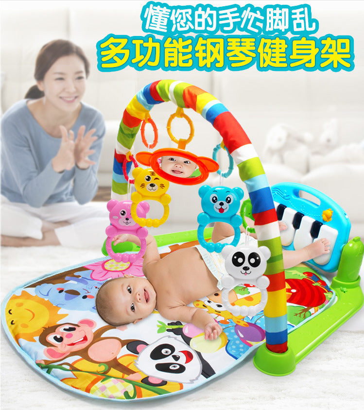 Infant round music pedal piano fitness rack 0-12 months baby crawling mat Amazon cross-border toys