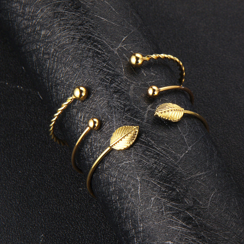 Trio of Bracelets leaf ball alloy bracelet / bracelet three-piece suit set men and women