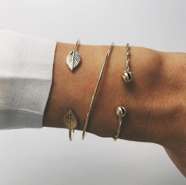 Trio of Bracelets leaf ball alloy bracelet / bracelet three-piece suit set men and women