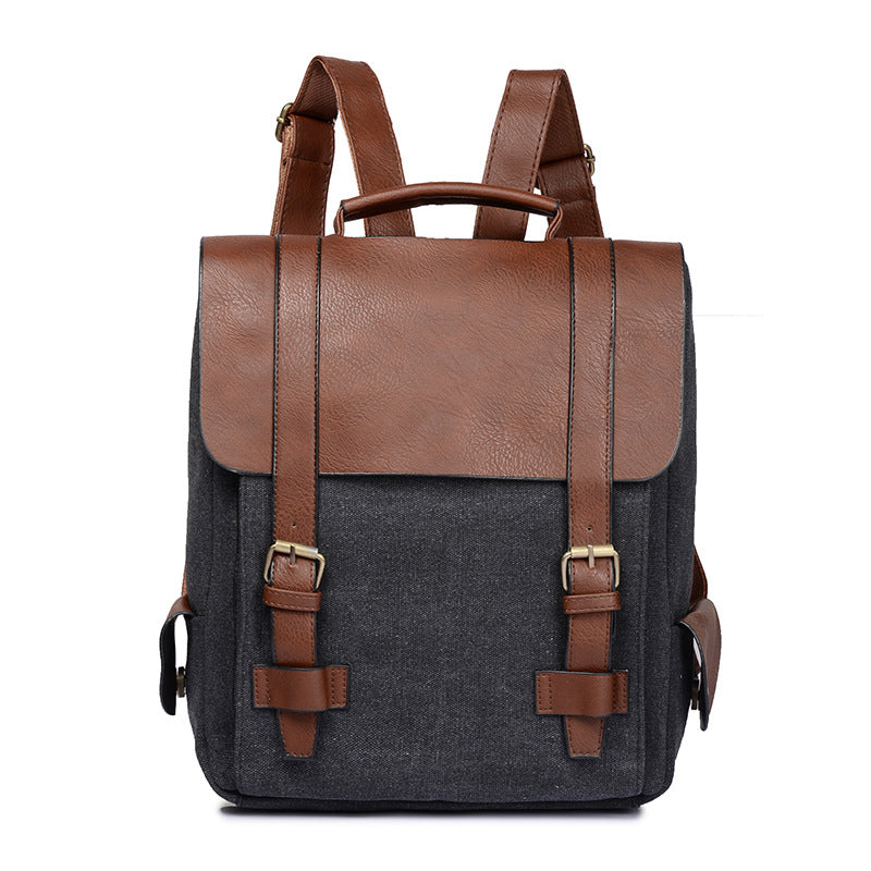 Men's bag personality, European and American Korean version of the tide men and women casual backpack retro canvas bag British college style backpack