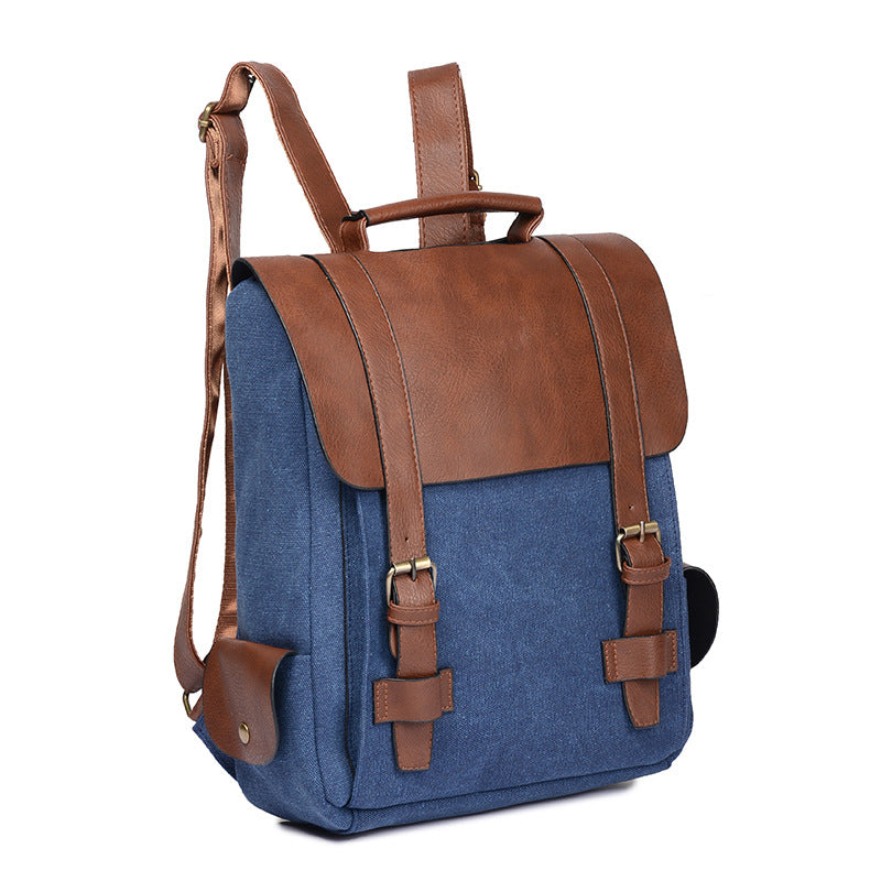 Men's bag personality, European and American Korean version of the tide men and women casual backpack retro canvas bag British college style backpack