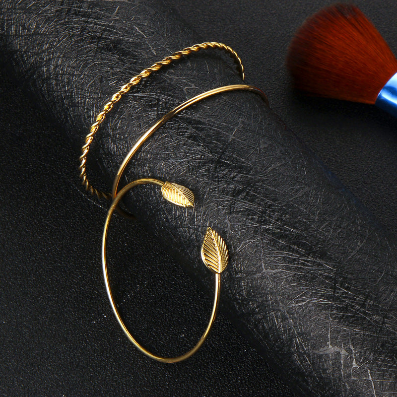 Trio of Bracelets leaf ball alloy bracelet / bracelet three-piece suit set men and women
