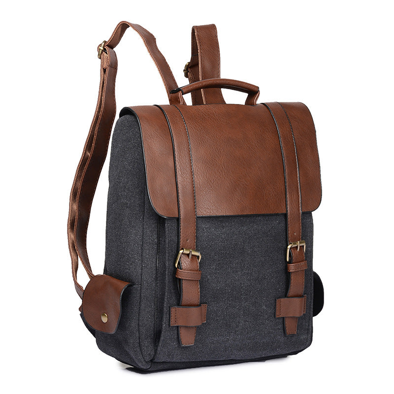 Men's bag personality, European and American Korean version of the tide men and women casual backpack retro canvas bag British college style backpack