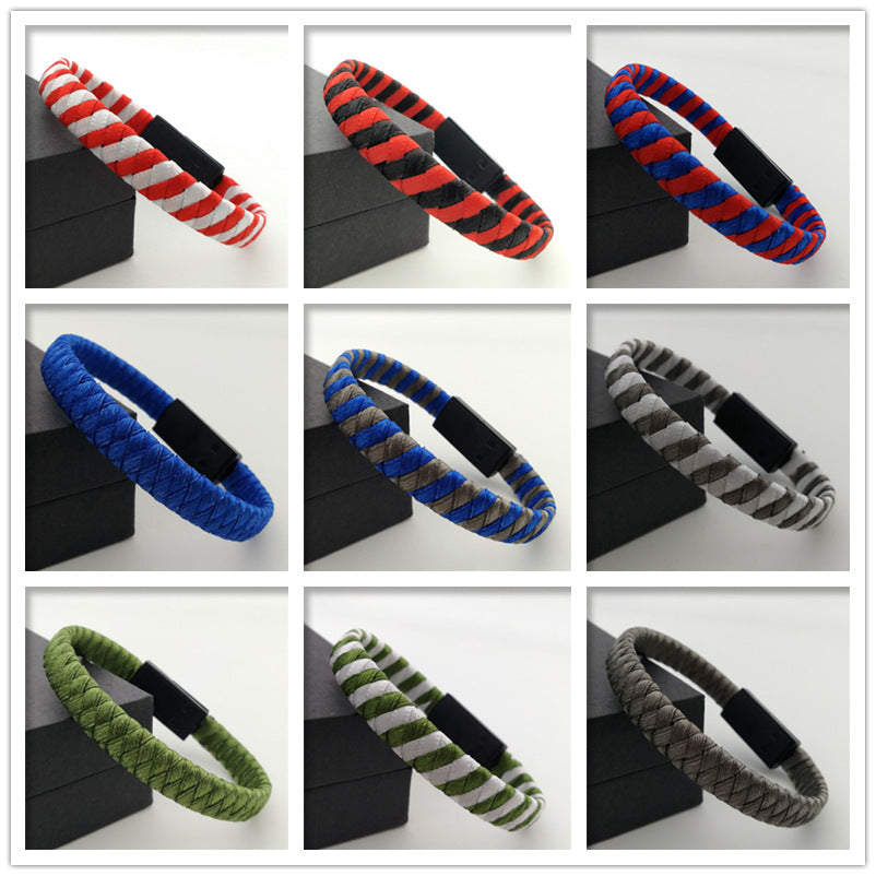 Cross-border e-commerce for personalized weaving creative leather cord bracelet data cable USB portable data cable bracelet