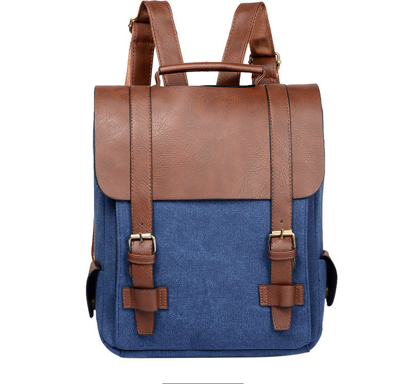 Men's bag personality, European and American Korean version of the tide men and women casual backpack retro canvas bag British college style backpack