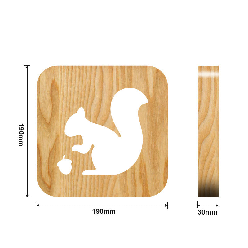 FS-T1801 Cross-border Squirrel Wood Crafts Solid Wood Night Lights