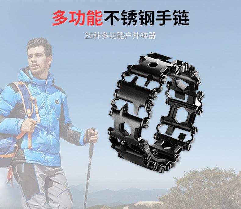 Stainless Steel Multi-Function Bracelet Wearable Outdoor Survival Bracelet Screwdriver Tool Creative Bracelet