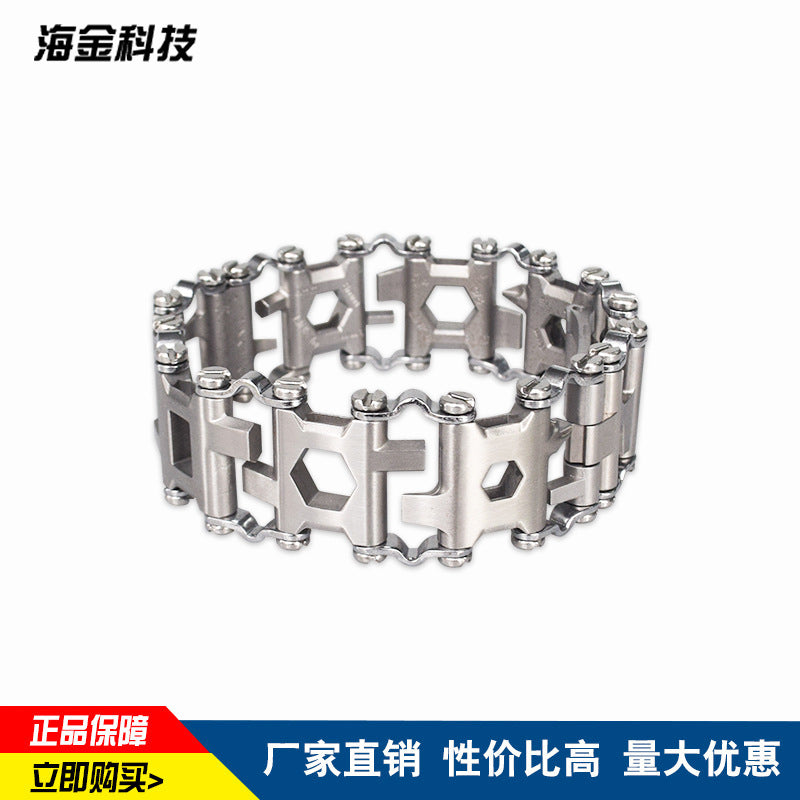 Stainless Steel Multi-Function Bracelet Wearable Outdoor Survival Bracelet Screwdriver Tool Creative Bracelet