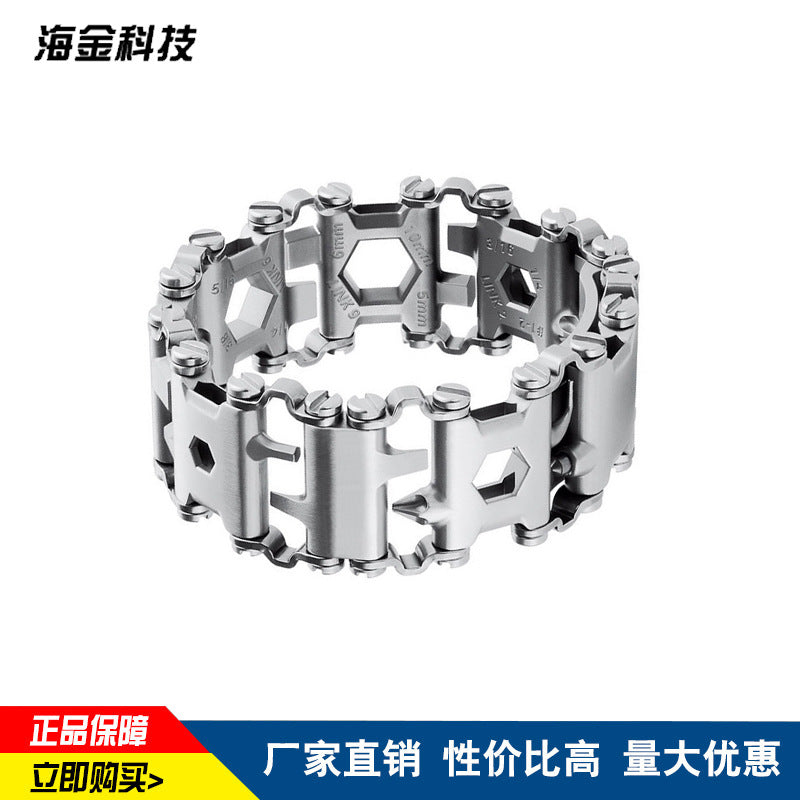 Stainless Steel Multi-Function Bracelet Wearable Outdoor Survival Bracelet Screwdriver Tool Creative Bracelet