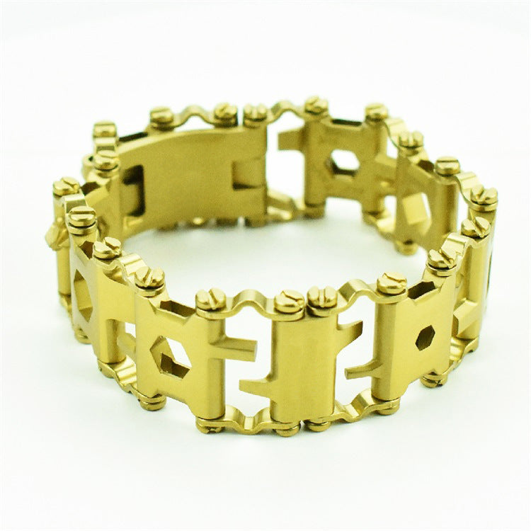 Stainless Steel Multi-Function Bracelet Wearable Outdoor Survival Bracelet Screwdriver Tool Creative Bracelet