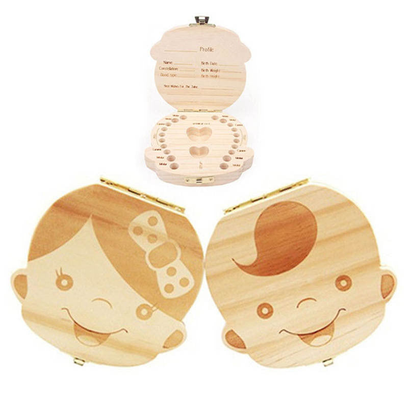 wooden boys and girls baby baby teeth box fetal hair umbilical cord teeth collection box