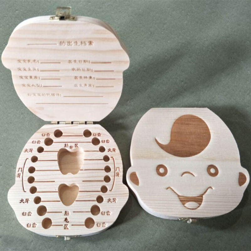 wooden boys and girls baby baby teeth box fetal hair umbilical cord teeth collection box