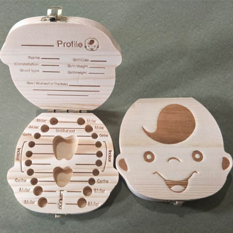 wooden boys and girls baby baby teeth box fetal hair umbilical cord teeth collection box
