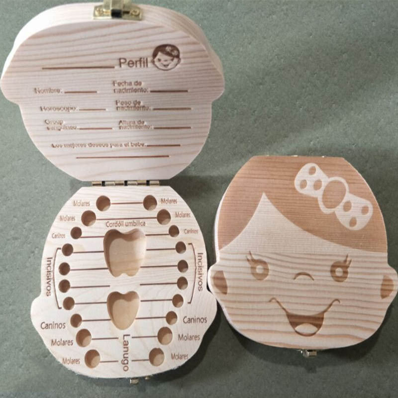 wooden boys and girls baby baby teeth box fetal hair umbilical cord teeth collection box