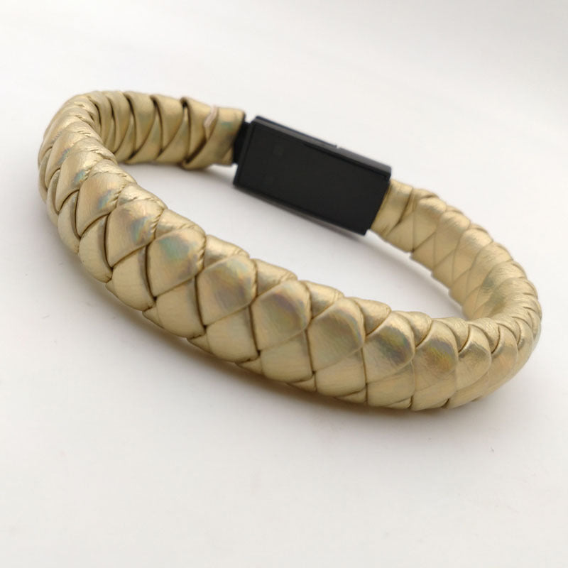 Cross-border e-commerce for personalized weaving creative leather cord bracelet data cable USB portable data cable bracelet