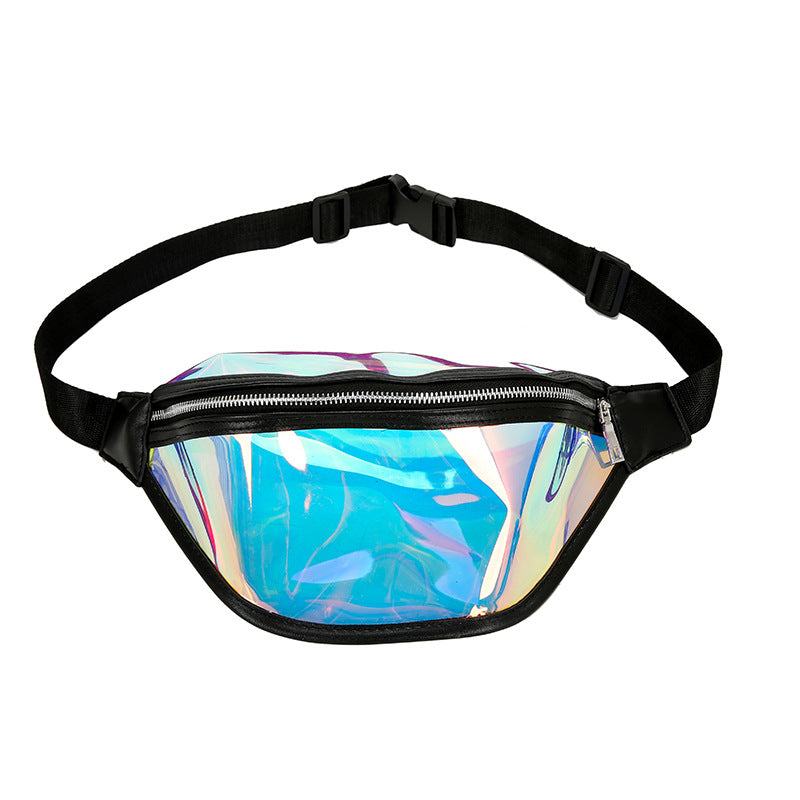 Sports pockets running mobile phone waterproof bag PU transparent reflective chest bag Messenger bag laser pockets ladies cross-border
